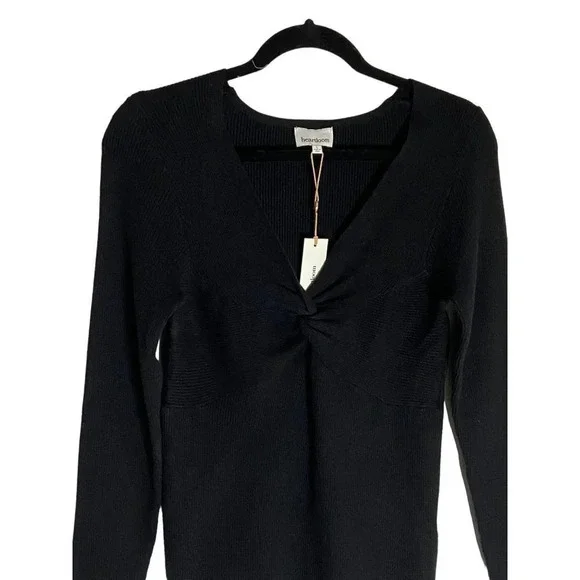 NWT Heartloom Ryder Twist Front V Neck Black Ribbed Sweater-sz Large - Picture 7 of 9